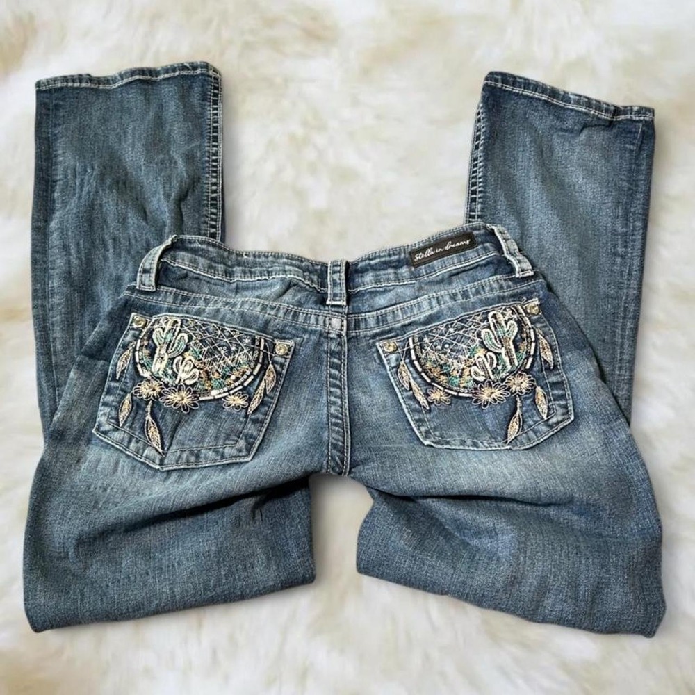 Stella in Dreams Y2K Sequin Embroidered Bootcut Jeans Blue Size 11/30